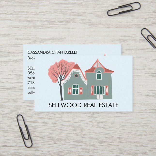 Carte De Visite Sweet Home Courtier immobilier Agent hypothécaire  (Devant/Arrière en situation)