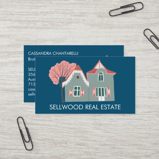 Carte De Visite Sweet Home Courtier immobilier Agent hypothécaire  (Devant/Arrière en situation)