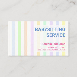 Carte De Visite Sweet Professional Pastel Stripes Baby-sitting