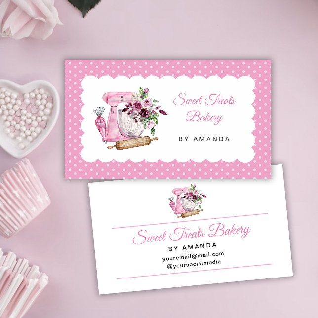 Carte De Visite Sweet Treats Bakery Pink (Créateur téléchargé)