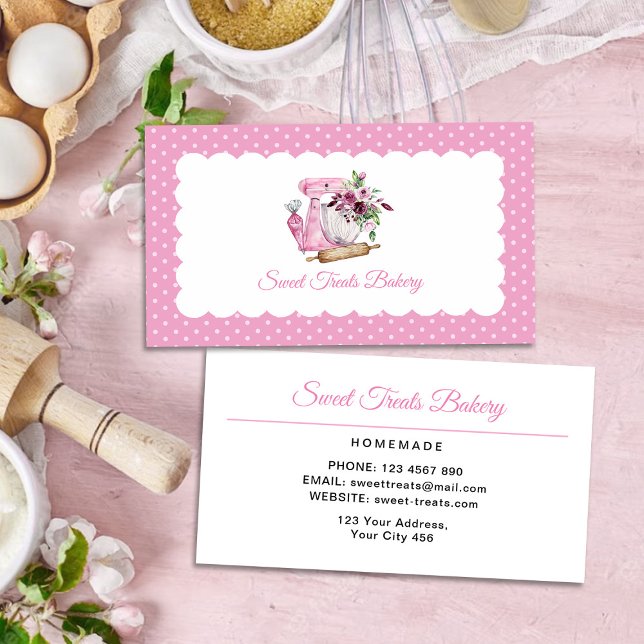 Carte De Visite Sweet Treats Bakery Pink (Créateur téléchargé)