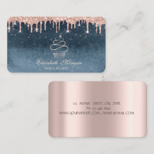 Carte De Visite Sweets Cupcake Rose Gold Drives Diamants Bleu