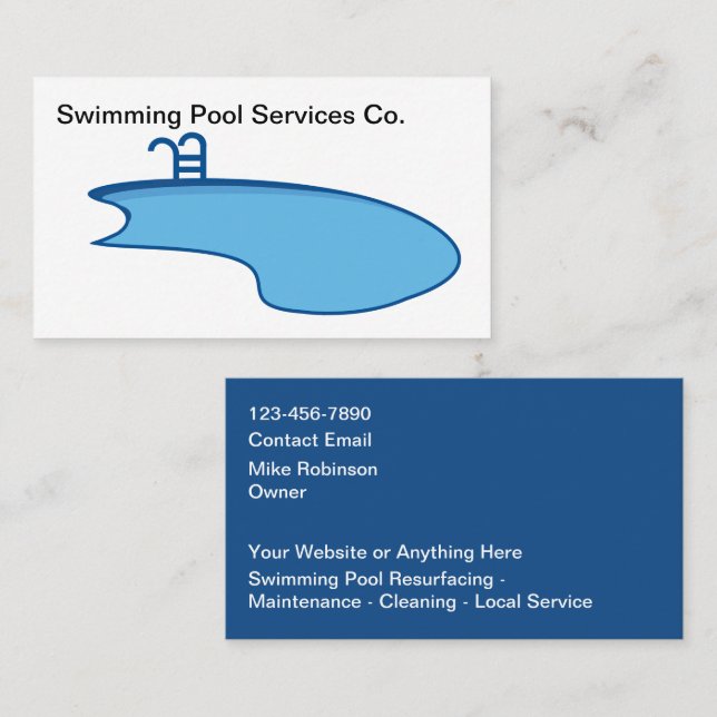 Carte De Visite Swimming Pool Modern Business Cards (Devant / Derrière)