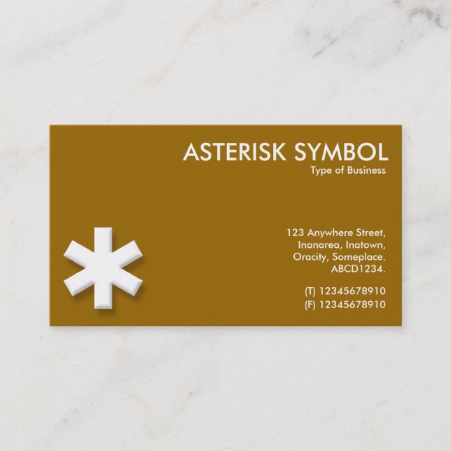 Carte De Visite Symbole Asterisk - Brown (996600) (Devant)