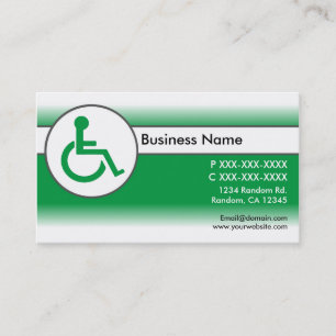 Carte de visite symbole blanc vert handicapé