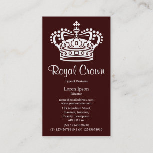 Carte De Visite Symbole couronne 02 - Blanc sur Brown foncé (Carte