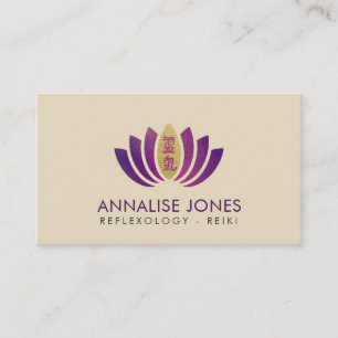 Carte De Visite Symbole curatif de Reiki sur les pétales pourpres