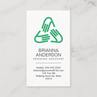 Carte De Visite Symbole d'aide mains, vert, assistant personnel