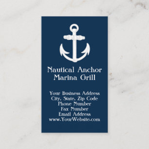 Carte De Visite Symbole d'Ancre nautique blanc/bleu