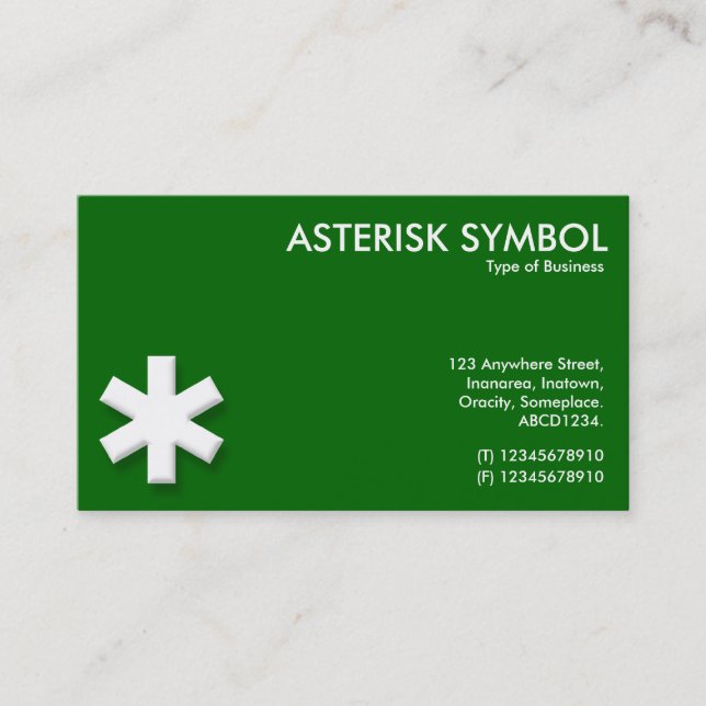 Carte De Visite Symbole d'Astérisque - Vert herbe (006600) (Devant)