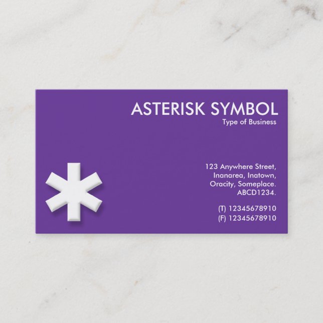 Carte De Visite Symbole d'astérisque - violet (663399) (Devant)