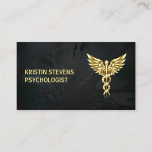 Carte De Visite Symbole de Caduceus d'or noir Médicale