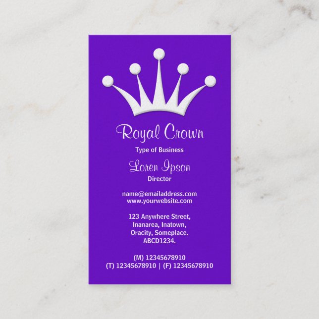 Carte De Visite Symbole de couronne - Violet 6600CC (Or) (Devant)