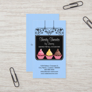 Carte De Visite Symbole de la vitrine de la boulangerie Cupcake
