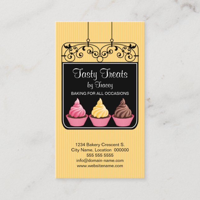Carte De Visite Symbole de la vitrine de la boulangerie Cupcake (Devant)