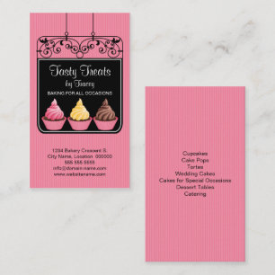 Carte De Visite Symbole de la vitrine de la boulangerie Cupcake