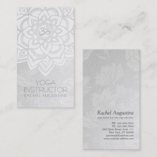Carte De Visite Symbole de l'OM YOGA Instructeur blanc & argent Ma