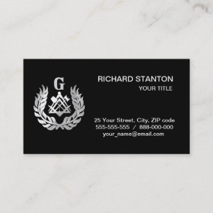 Carte De Visite Symbole de maçonnerie en argent