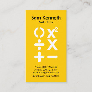 Carte De Visite SYMBOLE DE MATHÈSE JaUNE CLAIR BODMAS Math Tutor