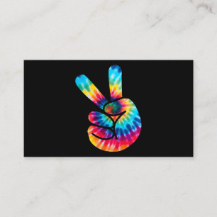 Carte De Visite SYMBOLE DE PAIX Tie Dye HAND V HAND SIGNE 60s les 