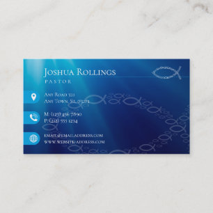 Carte De Visite Symbole de poisson chrétien   Blue Inspiration Bus