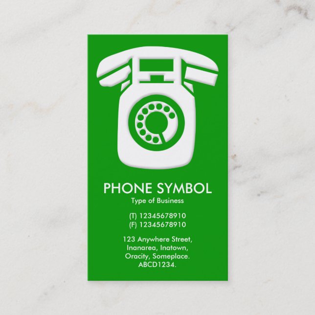 Carte De Visite Symbole de téléphone - vert (009900) (Devant)