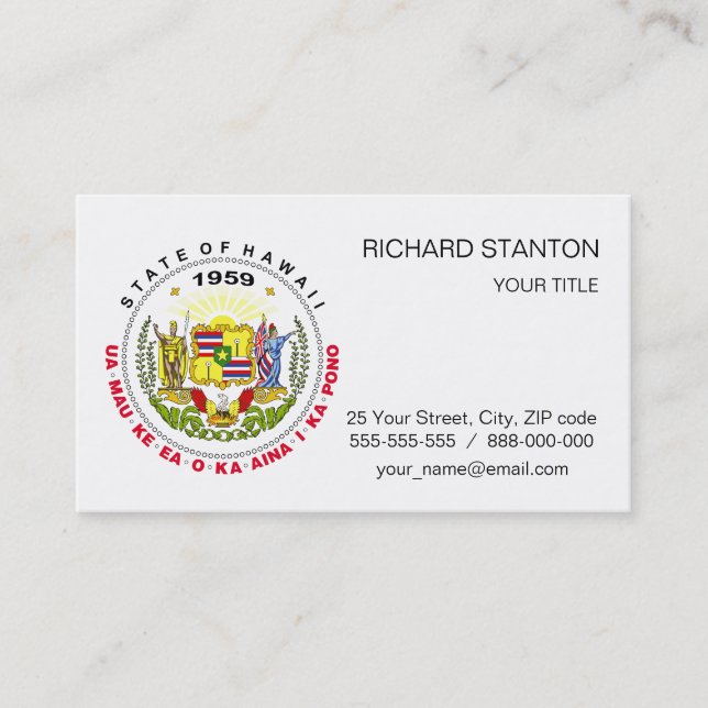 Carte De Visite Symbole d'Hawaï (Devant)