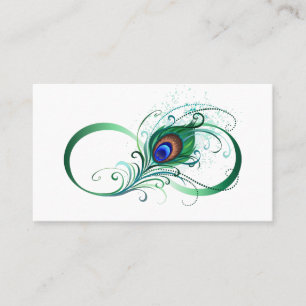 Carte De Visite Symbole d'infini avec plume de paon