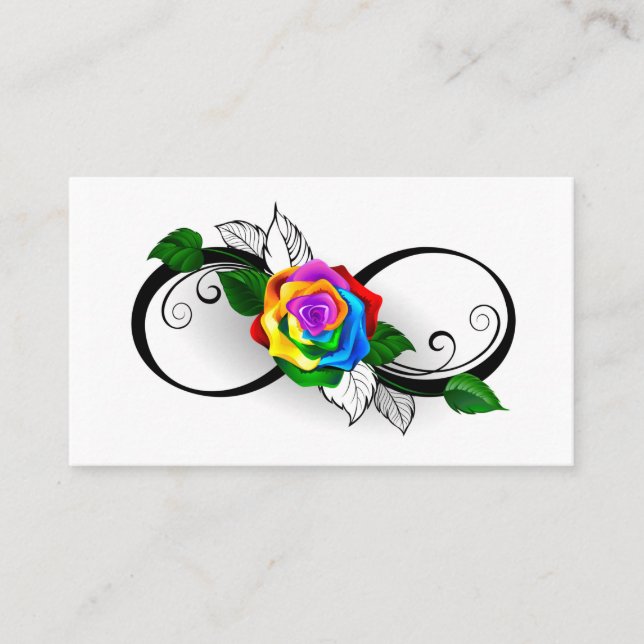 Carte De Visite Symbole d'infini avec Rose arc-en-ciel (Devant)