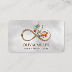 Carte De Visite Symbole d'infini Papillon de couleur Splatter