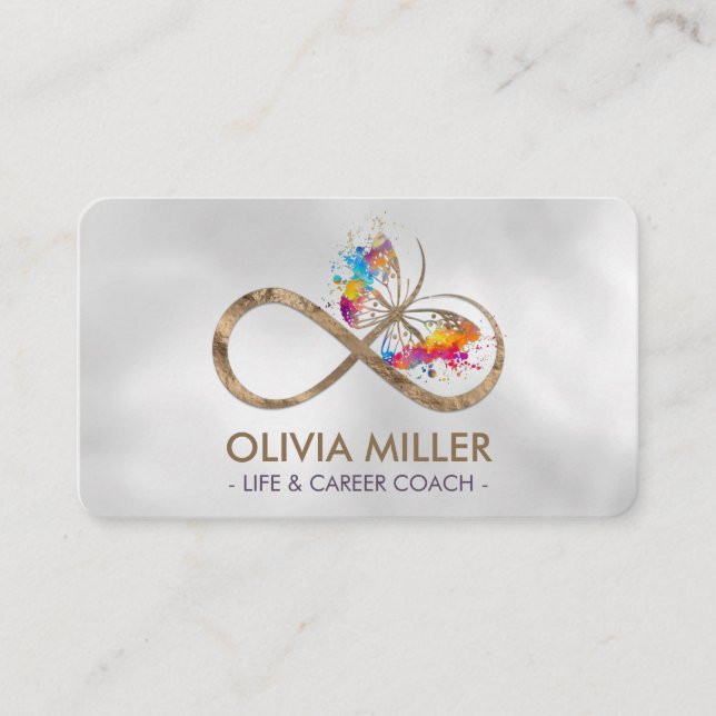 Carte De Visite Symbole d'infini Papillon de couleur Splatter (Devant)