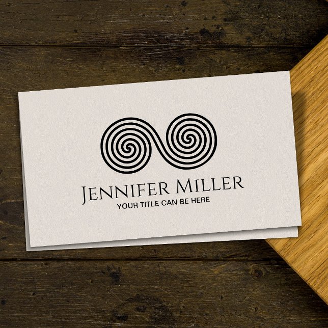 Carte De Visite Symbole double spirale de l'équilibre - Noir minim (Créateur téléchargé)