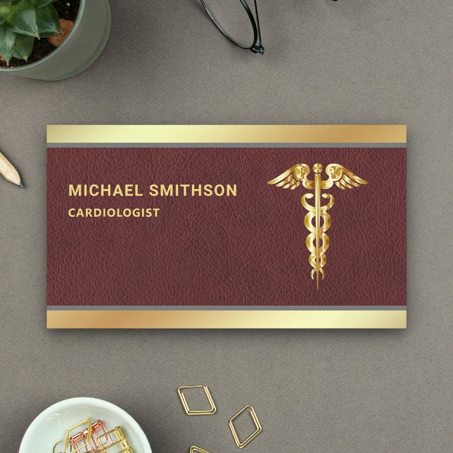 Carte De Visite Symbole en cuir Gold Caduceus Médicale Professionn (Créateur téléchargé)