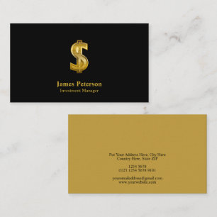 Carte De Visite Symbole en or Dollar Noir