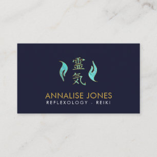 Carte De Visite Symbole et mains curatifs de Reiki sur le verre
