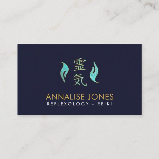 Carte De Visite Symbole et mains curatifs de Reiki sur le verre (Devant)