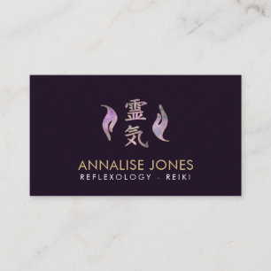 Carte De Visite Symbole et mains curatifs fluorine et or de Reiki