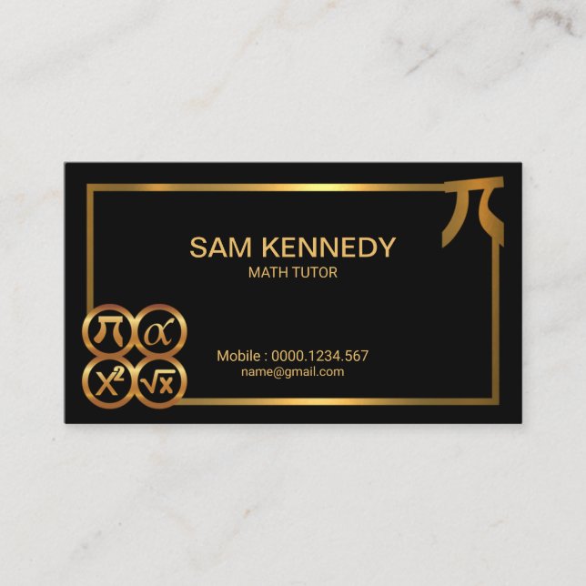 Carte De Visite Symbole Gold Pi Icons Math Tutor (Devant)