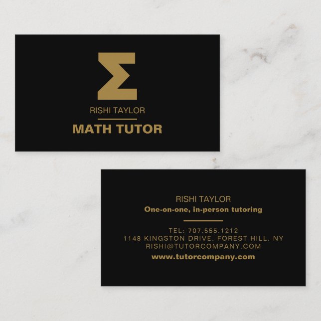 Carte De Visite Symbole mathématique Sigma, Tuteur mathématique, E (Devant / Derrière)