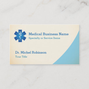 Carte De Visite Symbole Médicale Personnel de Asclepius - Crème Bl