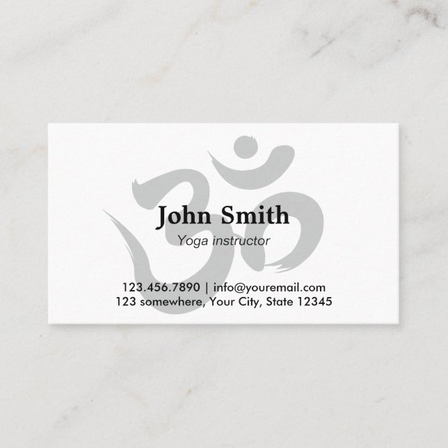 Carte De Visite Symbole minimaliste Om de l'instructeur de yoga Pl (Devant)