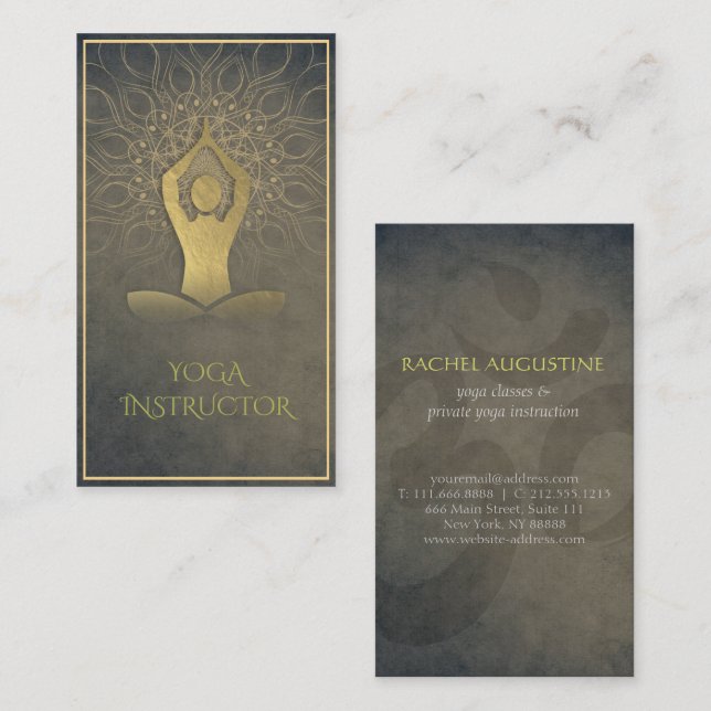 Carte De Visite Symbole Om de méditation de Yoga Floral Mandala (Devant / Derrière)