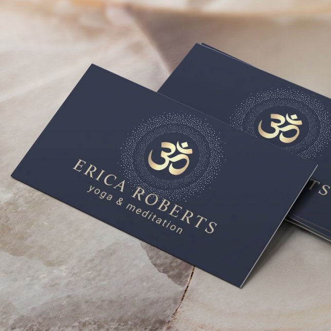 Carte De Visite Symbole Om Gold de l'instructeur de yoga Méditatio (Créateur téléchargé)