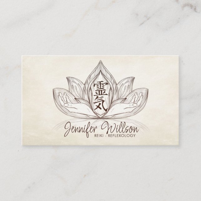 Carte De Visite Symbole Reiki des mains de guérison dans le dessin (Devant)