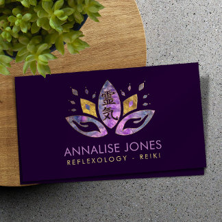 Carte De Visite Symbole Reiki et les mains en Lotus Fluorite et Go