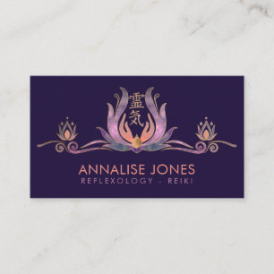 Carte De Visite Symbole Reiki et mains en Lotus Fluorite et Gold 