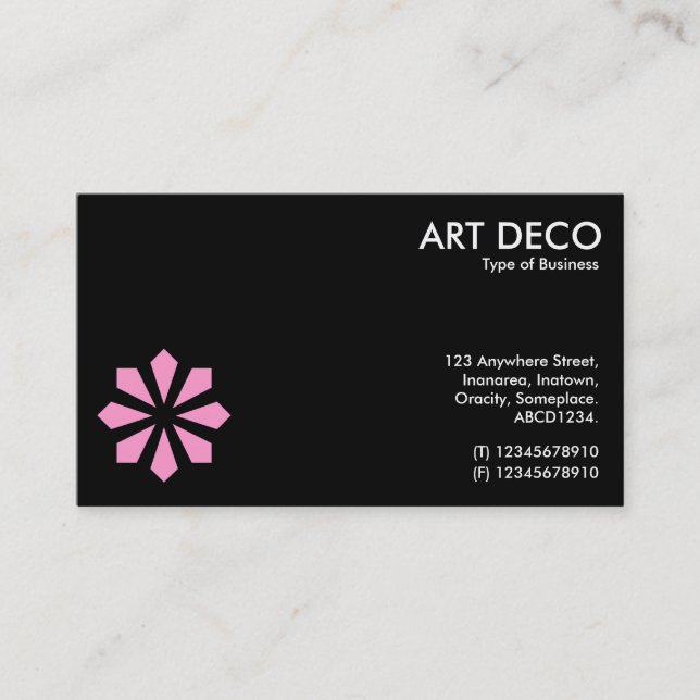 Carte De Visite Symbole rose de fleur d'art déco - noir (Devant)
