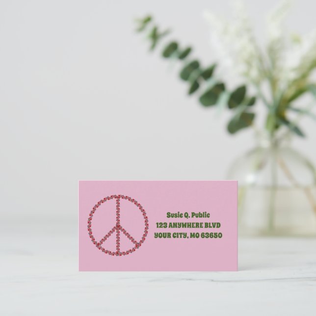 Carte De Visite SYMBOLE rose DE LA PAIX (Debout devant)