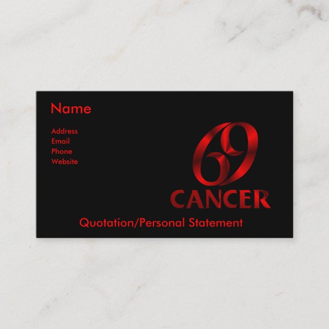 Carte De Visite Symbole rouge d'horoscope de Cancer (Devant)