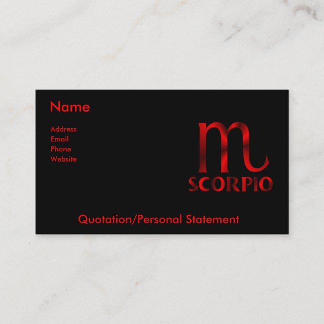 Carte De Visite Symbole rouge d'horoscope de Scorpion (Devant)